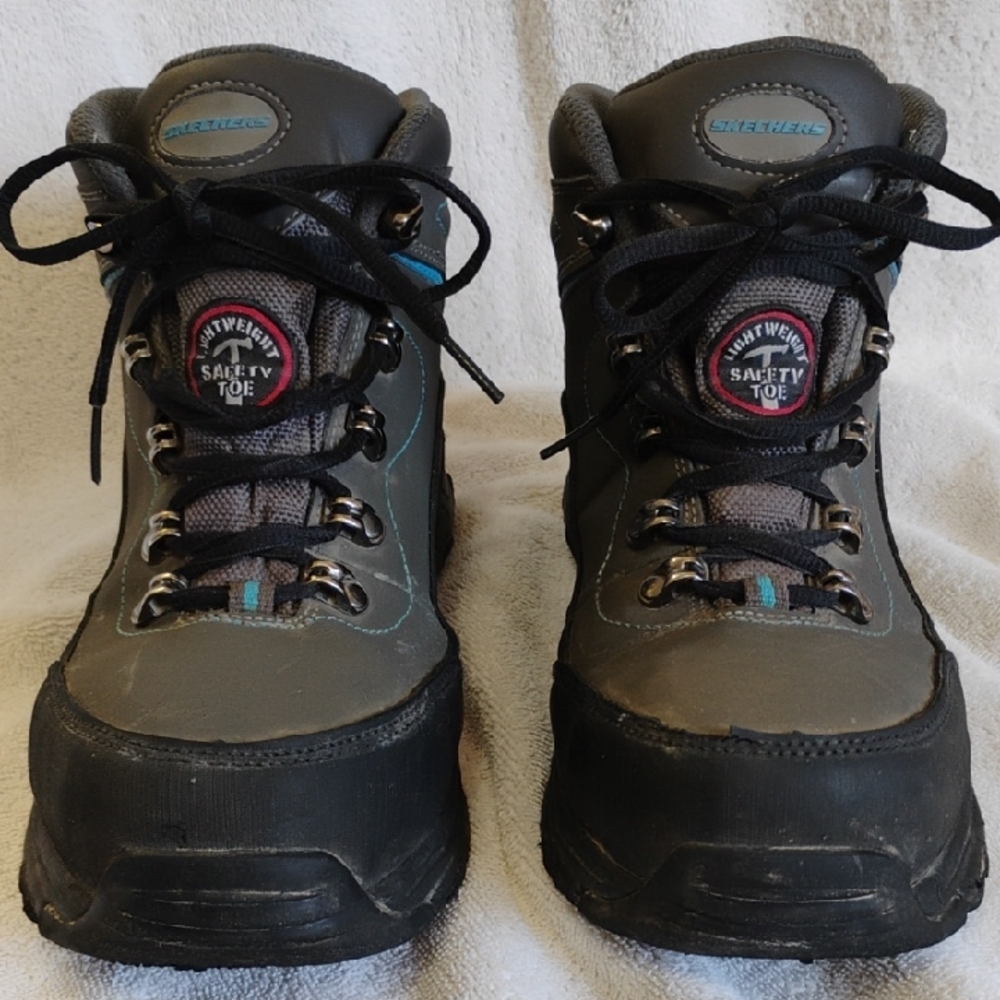 Skechers Work, Black And Gray Safety Boots. Women's 8